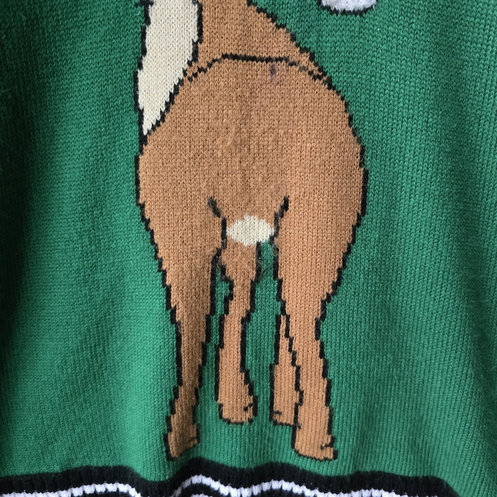 Vintage Retro D Ugly Christmas Sweater Reindeer Womens Medium - Picture 3 of 11